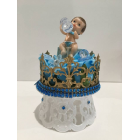 Baby Shower Crown Prince Baby Boy Cake Topper Centerpiece Decoration 8" H